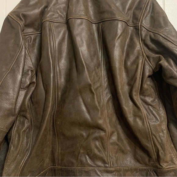 NWT Men’s Dark Brown Roundtree & Yorke Genuine Buffalo Luxury Zip Leather Coat - Picture 9 of 12